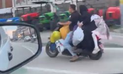 Bursa'da elektrikli scooterla tehlikeli yolculuk