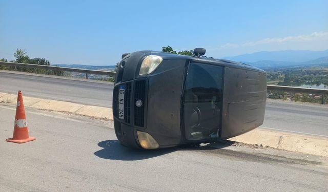 Kontrolden çıkan araç takla attı: 1 yaralı!